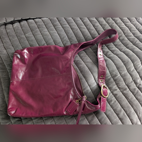Coach Bag Patent Leather Purple Wine Color with Purple Interior - Picture 1 of 8